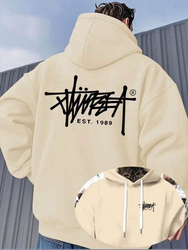 męskie ubrania na wiosnę i jesień, modne bluzy z kapturem w stylu streetwear z kreatywnym nadrukiem liter, męskie bluzy z kapturem