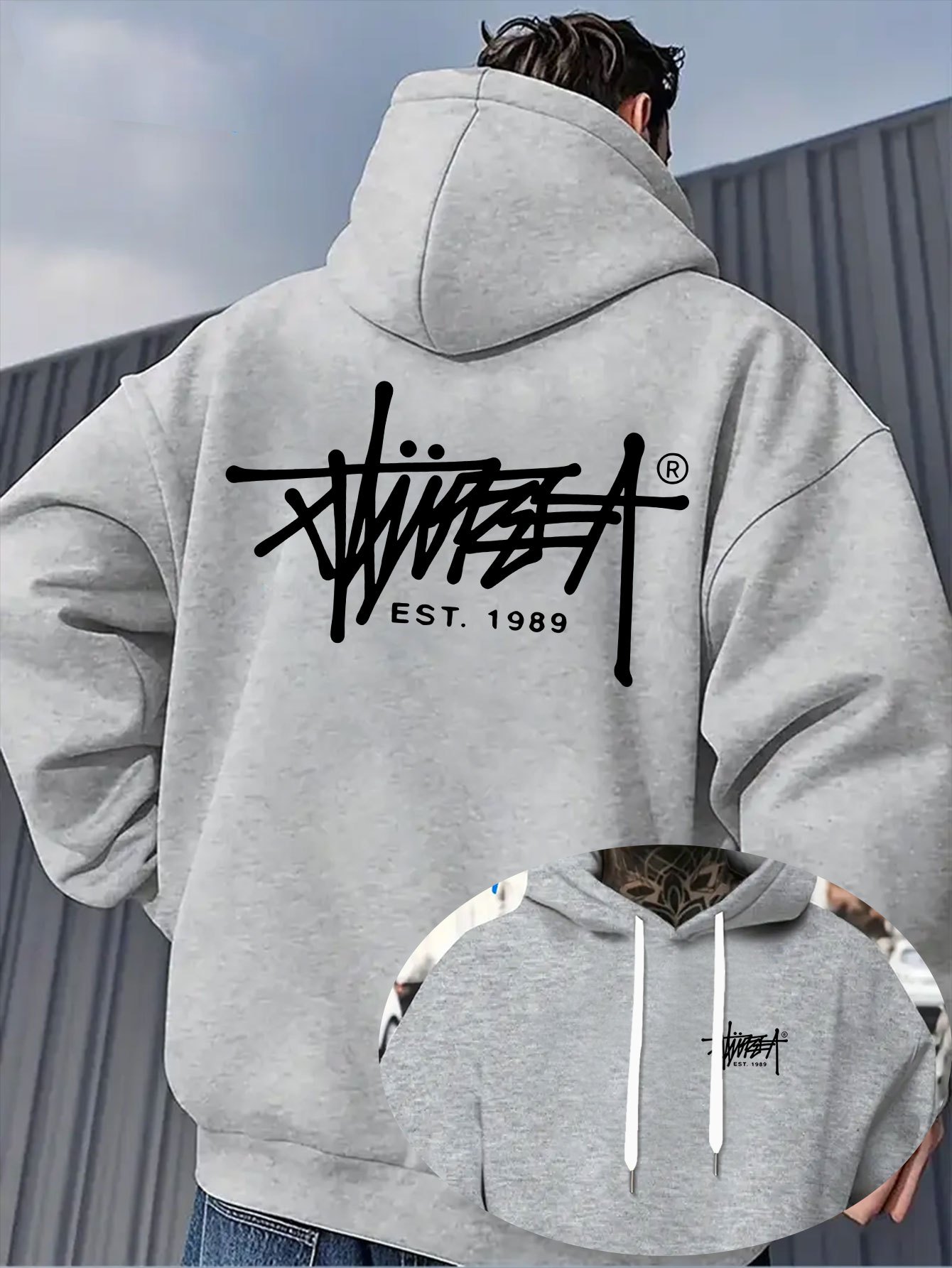 męskie ubrania na wiosnę i jesień, modne bluzy z kapturem w stylu streetwear z kreatywnym nadrukiem liter, męskie bluzy z kapturem